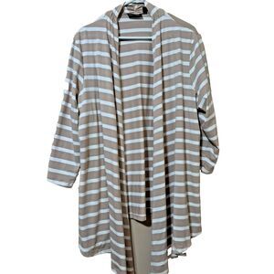 Susan Graver Weekend Open Cardigan 2X Brown White Knit Office